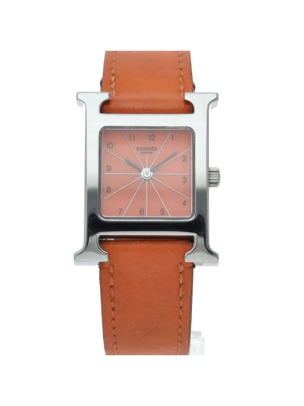 Hermes Watch Box SS Leather Orange Polished